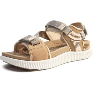 imageKuaiLu Womens Orthopedic Walking Sandals Recovery Sport Outdoor Hiking Water Sandles Thick Athletic Cushion Adjustable Leather Strap Sandals with Comfortable Plantar Fasciitis Arch SupportBeige
