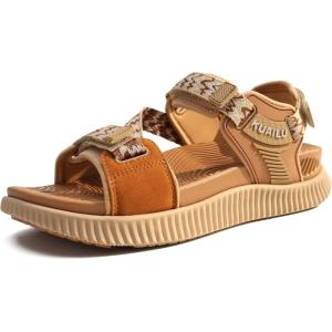 imageKuaiLu Womens Orthopedic Walking Sandals Recovery Sport Outdoor Hiking Water Sandles Thick Athletic Cushion Adjustable Leather Strap Sandals with Comfortable Plantar Fasciitis Arch SupportKhaki