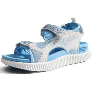 imageKuaiLu Womens Orthopedic Walking Sandals Recovery Sport Outdoor Hiking Water Sandles Thick Athletic Cushion Adjustable Strap Sandals with Comfortable Plantar Fasciitis Arch SupportBlue White