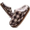 imageKuaiLu Mens Clog Slippers with Arch Support Suede Faux Fur Memory Foam Warm House Shoes Comfortable Slipon Mans Bedroom Indoor Outdoor Slippers Rubber Sole Size 716Borwnkhaki Plaid