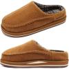 imageKuaiLu Mens Clog Slippers with Arch Support Suede Faux Fur Memory Foam Warm House Shoes Comfortable Slipon Mans Bedroom Indoor Outdoor Slippers Rubber Sole Size 716Felt Khaki