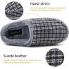 imageKuaiLu Mens Clog Slippers with Arch Support Suede Faux Fur Memory Foam Warm House Shoes Comfortable Slipon Mans Bedroom Indoor Outdoor Slippers Rubber Sole Size 716Light Grey Plaid
