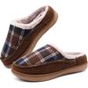imageKuaiLu Mens Clog Slippers with Arch Support Suede Faux Fur Memory Foam Warm House Shoes Comfortable Slipon Mans Bedroom Indoor Outdoor Slippers Rubber Sole Size 716Brown Plaidchoose One Size Down