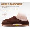 imageKuaiLu Mens Clog Slippers with Arch Support Suede Faux Fur Memory Foam Warm House Shoes Comfortable Slipon Mans Bedroom Indoor Outdoor Slippers Rubber Sole Size 716Brown