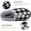 imageKuaiLu Mens Clog Slippers with Arch Support Suede Faux Fur Memory Foam Warm House Shoes Comfortable Slipon Mans Bedroom Indoor Outdoor Slippers Rubber Sole Size 716Blackwhite Plaid