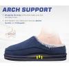 imageKuaiLu Mens Clog Slippers with Arch Support Suede Faux Fur Memory Foam Warm House Shoes Comfortable Slipon Mans Bedroom Indoor Outdoor Slippers Rubber Sole Size 716Blue