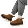 imageKuaiLu Mens Felt Winter Warm Boot Slippers Cosy Memory Foam Fleece Lined Bootie Slippers with Comfy Arch Support House Shoes NonSlip Indoor Outdoor Hard Sole