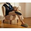 imageKuaiLu Mens House Memory Foam Slippers with Comfy Warm Plush Lining Felt Slip On Casual Pantuflas Mans Comfortable Bedroom Shoes Rubber Sole for IndoorampampOutdoor Mens Size 715Green Brown