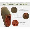 imageKuaiLu Mens House Memory Foam Slippers with Comfy Warm Plush Lining Felt Slip On Casual Pantuflas Mans Comfortable Bedroom Shoes Rubber Sole for IndoorampampOutdoor Mens Size 715Green Brown