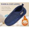imageKuaiLu Mens Slippers Cozy Memory Foam House Slipper Shoes Warm Suede Winter Moccasins Slipon Boots Slippers For Man with Fuzzy Sherpa Lining ampamp IndoorOutdoor Hard Rubber SoleDark Blue