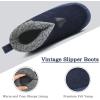 imageKuaiLu Mens Winter Slippers Memory Foam Slipper Boots for Men Cozy Felt Wool House Booties with Warm Sherpa Plush Lining Nonslip Rubber Sole Indoor Outdoor 714Blue