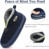 imageKuaiLu Mens Winter Slippers Memory Foam Slipper Boots for Men Cozy Felt Wool House Booties with Warm Sherpa Plush Lining Nonslip Rubber Sole Indoor Outdoor 714Blue