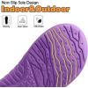 imageKuaiLu Womens Clog Slippers with Comfy Arch Support Orthotic Plantar Fasciitis Memory Foam Ladies Slippers for Women Winter Warm Slip on Felt Houes Shoes Hard Rubber Sole Purple Plaid size 9