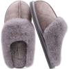 imageKuaiLu Womens Fluff Dual Memory Foam Slippers Ladies Cozy Arch Support Warm Scuff Slippers Slip on Comfy Winter House Shoes with NonSlip Indoor Outdoor Hard SoleGrey