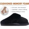 imageKuaiLu Womens Fluff Dual Memory Foam Slippers Ladies Cozy Arch Support Warm Scuff Slippers Slip on Comfy Winter House Shoes with NonSlip Indoor Outdoor Hard SoleDark Black