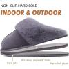 imageKuaiLu Womens Fluff Dual Memory Foam Slippers Ladies Cozy Arch Support Warm Scuff Slippers Slip on Comfy Winter House Shoes with NonSlip Indoor Outdoor Hard SoleDark Grey