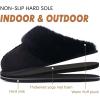 imageKuaiLu Womens Fluff Dual Memory Foam Slippers Ladies Cozy Arch Support Warm Scuff Slippers Slip on Comfy Winter House Shoes with NonSlip Indoor Outdoor Hard SoleDark Black