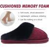 imageKuaiLu Womens Fluff Dual Memory Foam Slippers Ladies Cozy Arch Support Warm Scuff Slippers Slip on Comfy Winter House Shoes with NonSlip Indoor Outdoor Hard SoleRed