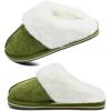 imageKuaiLu Womens Fluff Dual Memory Foam Slippers Ladies Cozy Arch Support Warm Scuff Slippers Slip on Comfy Winter House Shoes with NonSlip Indoor Outdoor Hard SoleGreen