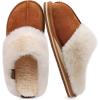 imageKuaiLu Womens Fluff Dual Memory Foam Slippers Ladies Cozy Arch Support Warm Scuff Slippers Slip on Comfy Winter House Shoes with NonSlip Indoor Outdoor Hard SoleChestnut