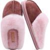 imageKuaiLu Womens Fluff Dual Memory Foam Slippers Ladies Cozy Arch Support Warm Scuff Slippers Slip on Comfy Winter House Shoes with NonSlip Indoor Outdoor Hard SolePink