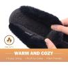 imageKuaiLu Womens Fluff Dual Memory Foam Slippers Ladies Cozy Arch Support Warm Scuff Slippers Slip on Comfy Winter House Shoes with NonSlip Indoor Outdoor Hard SoleDark Black