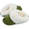 imageKuaiLu Womens Fluff Dual Memory Foam Slippers Ladies Cozy Arch Support Warm Scuff Slippers Slip on Comfy Winter House Shoes with NonSlip Indoor Outdoor Hard SoleGreen