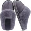 imageKuaiLu Womens Fluff Dual Memory Foam Slippers Ladies Cozy Arch Support Warm Scuff Slippers Slip on Comfy Winter House Shoes with NonSlip Indoor Outdoor Hard SoleDark Grey