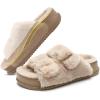 imageKuaiLu Womens Fluff Slippers Plantar Fasciitis Arch Support Platform Slippers Ladies Fashion Open Toe Faux Fur Sliders Womens House Slipper Size 612Beige Plushorder One Size Up