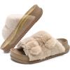 imageKuaiLu Womens Fluff Slippers Plantar Fasciitis Arch Support Platform Slippers Ladies Fashion Open Toe Faux Fur Sliders Womens House Slipper Size 612Beige