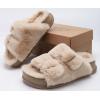 imageKuaiLu Womens Fluff Slippers Plantar Fasciitis Arch Support Platform Slippers Ladies Fashion Open Toe Faux Fur Sliders Womens House Slipper Size 612Beige Plushorder One Size Up