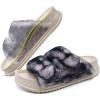 imageKuaiLu Womens Fluff Slippers Plantar Fasciitis Arch Support Platform Slippers Ladies Fashion Open Toe Faux Fur Sliders Womens House Slipper Size 612Husky Black