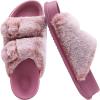 imageKuaiLu Womens Fluff Slippers Plantar Fasciitis Arch Support Platform Slippers Ladies Fashion Open Toe Faux Fur Sliders Womens House Slipper Size 612Lovely Pink