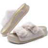 imageKuaiLu Womens Fluff Slippers Plantar Fasciitis Arch Support Platform Slippers Ladies Fashion Open Toe Faux Fur Sliders Womens House Slipper Size 612Snow White