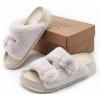 imageKuaiLu Womens Fluff Slippers Plantar Fasciitis Arch Support Platform Slippers Ladies Fashion Open Toe Faux Fur Sliders Womens House Slipper Size 612Snow White