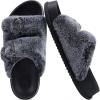 imageKuaiLu Womens Fluff Slippers Plantar Fasciitis Arch Support Platform Slippers Ladies Fashion Open Toe Faux Fur Sliders Womens House Slipper Size 612Trendy Black