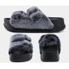 imageKuaiLu Womens Fluff Slippers Plantar Fasciitis Arch Support Platform Slippers Ladies Fashion Open Toe Faux Fur Sliders Womens House Slipper Size 612Trendy Black
