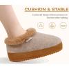 imageKuaiLu Womens House Platform Slippers Cozy Fuzzy Plush Knit Slipper Ladies Warm Fur Lined Winter Slip On Home Bedroom Thick Cushion Shoes Indoor Outdoor Hard SoleKhaki