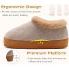 imageKuaiLu Womens House Platform Slippers Cozy Fuzzy Plush Knit Slipper Ladies Warm Fur Lined Winter Slip On Home Bedroom Thick Cushion Shoes Indoor Outdoor Hard SoleKhaki