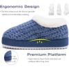 imageKuaiLu Womens House Platform Slippers Cozy Fuzzy Plush Knit Slipper Ladies Warm Fur Lined Winter Slip On Home Bedroom Thick Cushion Shoes Indoor Outdoor Hard SoleBlue