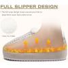 imageKuaiLu Womens House Platform Slippers Cozy Fuzzy Plush Knit Slipper Ladies Warm Fur Lined Winter Slip On Home Bedroom Thick Cushion Shoes Indoor Outdoor Hard SoleWhite