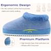 imageKuaiLu Womens House Platform Slippers Cozy Fuzzy Plush Knit Slipper Ladies Warm Fur Lined Winter Slip On Home Bedroom Thick Cushion Shoes Indoor Outdoor Hard SoleLight Blue