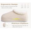 imageKuaiLu Womens House Platform Slippers Cozy Fuzzy Plush Knit Slipper Ladies Warm Fur Lined Winter Slip On Home Bedroom Thick Cushion Shoes Indoor Outdoor Hard SoleAll White