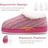 imageKuaiLu Womens House Platform Slippers Cozy Fuzzy Plush Knit Slipper Ladies Warm Fur Lined Winter Slip On Home Bedroom Thick Cushion Shoes Indoor Outdoor Hard SolePink