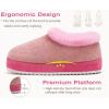 imageKuaiLu Womens House Platform Slippers Cozy Fuzzy Plush Knit Slipper Ladies Warm Fur Lined Winter Slip On Home Bedroom Thick Cushion Shoes Indoor Outdoor Hard SoleLight Pink