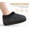 imageKuaiLu Womens House Platform Slippers Cozy Fuzzy Plush Knit Slipper Ladies Warm Fur Lined Winter Slip On Home Bedroom Thick Cushion Shoes Indoor Outdoor Hard SoleAll Black