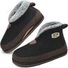imageKuaiLu Mens Winter Slippers Memory Foam Slipper Boots for Men Cozy Felt Wool House Booties with Warm Sherpa Plush Lining Nonslip Rubber Sole Indoor Outdoor 714Black