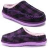 imageKuaiLu Womens Clog Slippers with Comfy Arch Support Orthotic Plantar Fasciitis Memory Foam Ladies Slippers for Women Winter Warm Slip on Felt Houes Shoes Hard Rubber Sole Purple Plaid size 9