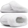 imageKuaiLu Womens Fluff Dual Memory Foam Slippers Ladies Cozy Arch Support Warm Scuff Slippers Slip on Comfy Winter House Shoes with NonSlip Indoor Outdoor Hard SoleSnow White