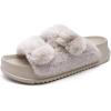 imageKuaiLu Womens Fluff Slippers Plantar Fasciitis Arch Support Platform Slippers Ladies Fashion Open Toe Faux Fur Sliders Womens House Slipper Size 612Snow White